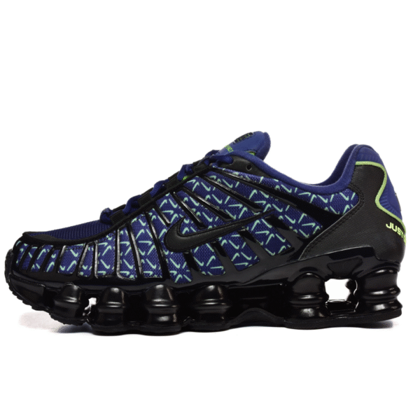 NIKE SHOX  - BLACK  BLUE & GREEN PATTERN